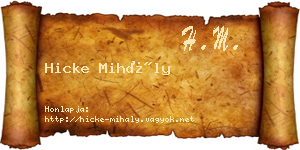 Hicke Mihály névjegykártya
